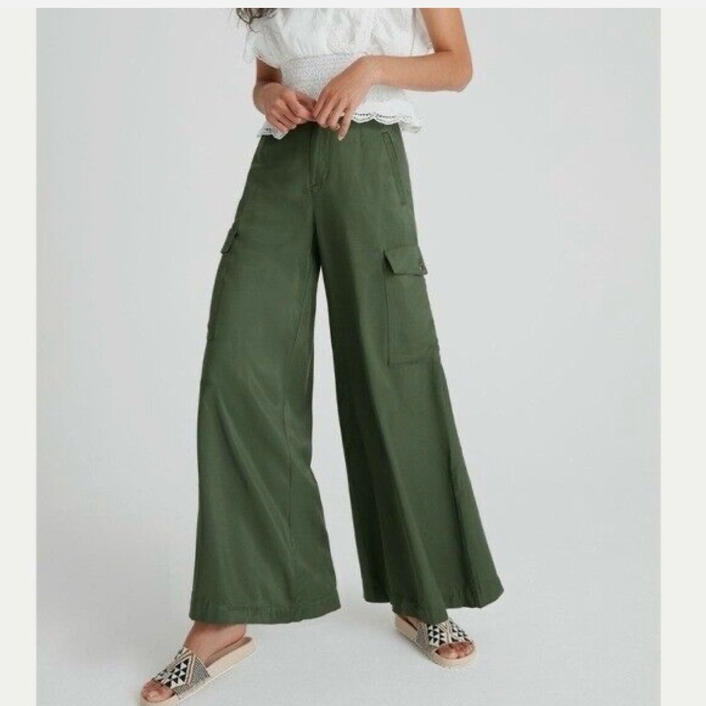 New!!! MAEVE Johana Wide-leg cargo pants olive green Anthropolgie Sz. 2